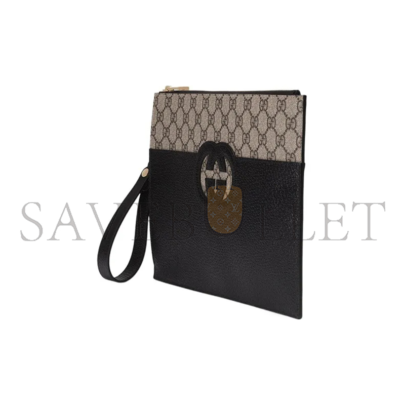 GUCCI CANVAS WITH LEATHER CLUTCH 723320 (30.5*21*1.5cm)